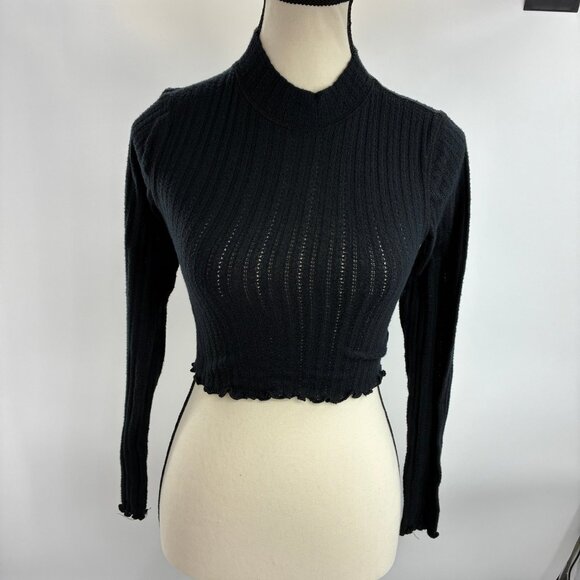 Aero The OG Tee Collection Women's Black Small Shrunken Ribbed Top - Picture 1 of 6